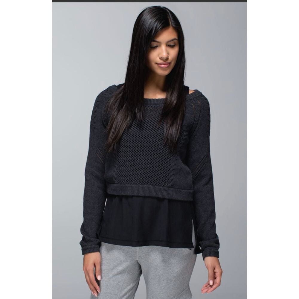 Lululemon Be Present Pullover Size 6 Heather Black/Grey